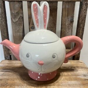 Johanna Parker Transpac Charming Bunny Teapot - Pink and White